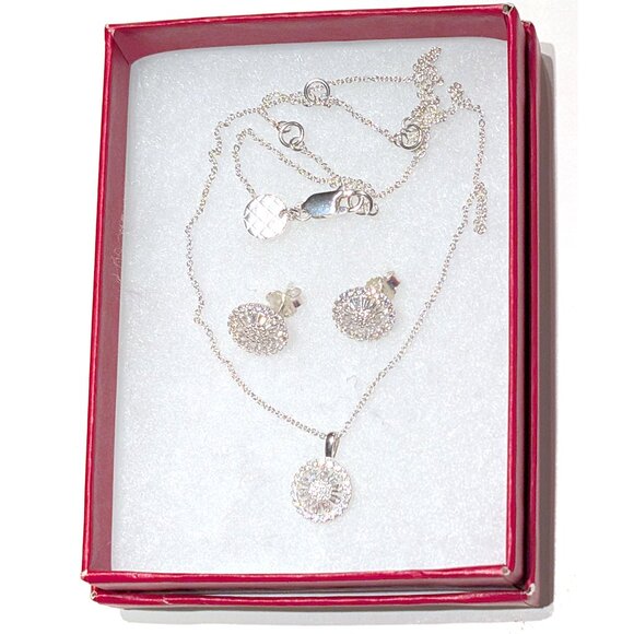 Talbots Sterling brilliant Necklace and Earring Set - Picture 1 of 7